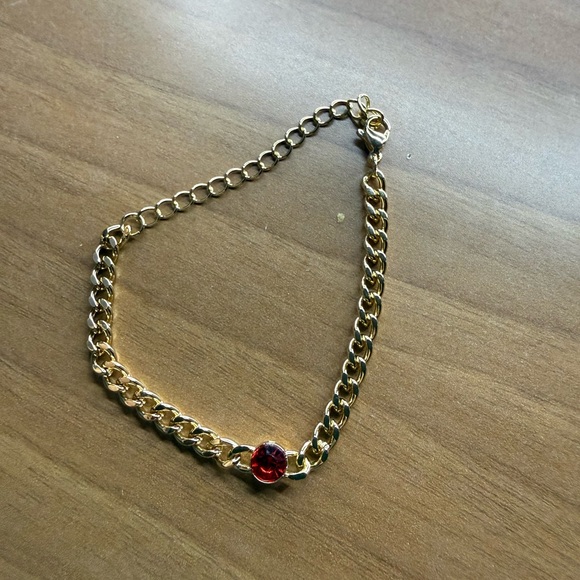 New With Tags Slide Jewelry Red Gemstone Gold Plated Necklace and Bracelet Set - Picture 4 of 7
